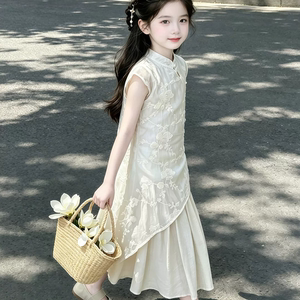女童新中式连衣裙夏季2026新款女孩大童超好看国风旗袍裙夏天长裙
