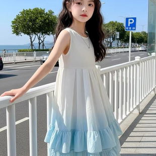 女童超好看连衣裙夏装2026新款儿童夏季无袖背心裙子初中女生大童