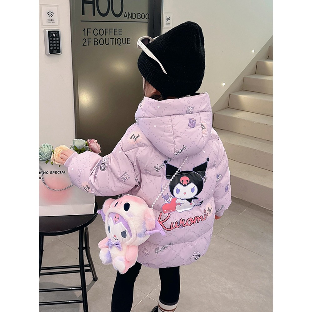 库洛米棉服女童冬装2024新款洋气时髦冬季中长款加厚外套羽绒棉衣