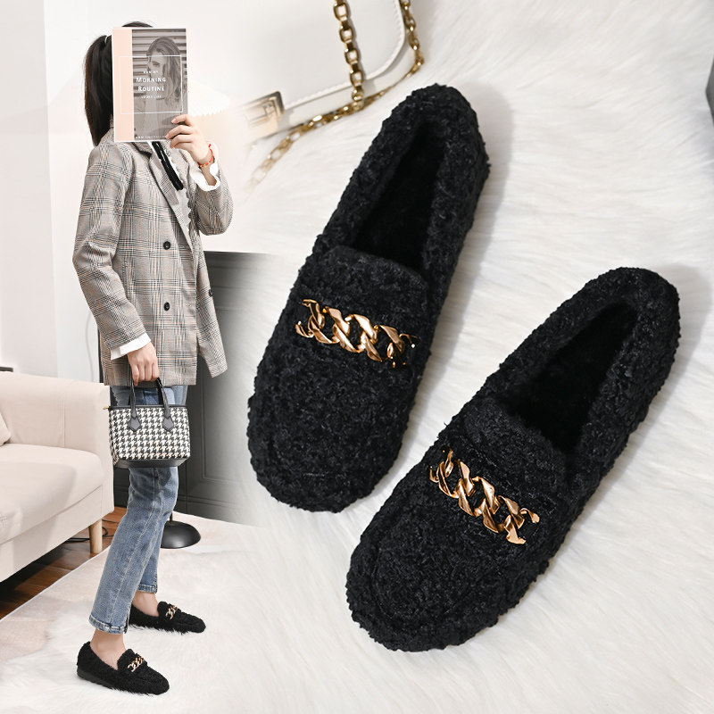 法式复古毛毛鞋女冬外穿厚底加绒加厚保暖羊羔毛棉瓢鞋软底豆豆鞋,女鞋,乐福鞋（豆豆鞋）,淘宝优惠券,粉丝福利购,淘宝优惠卷