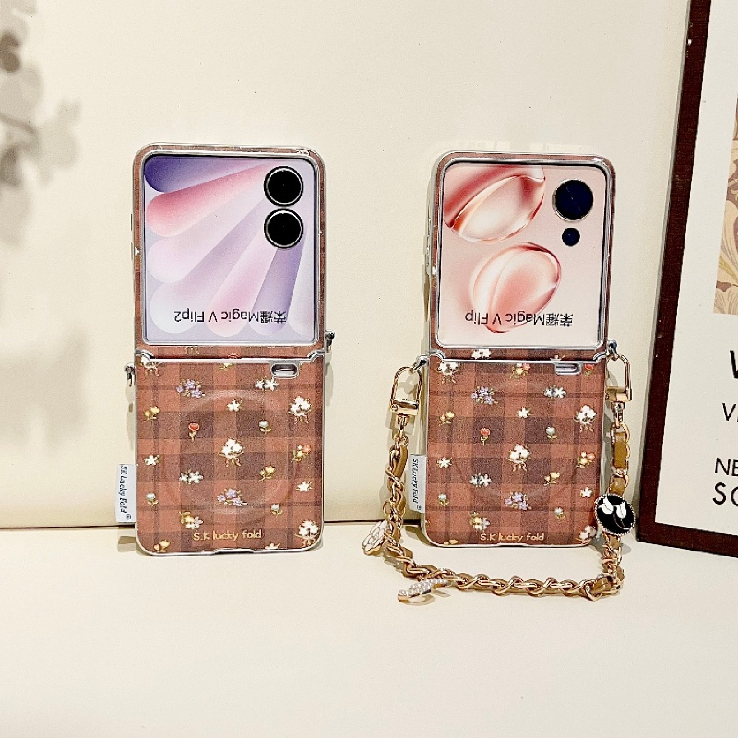 格子纹荣耀MagicVFlip2手机壳