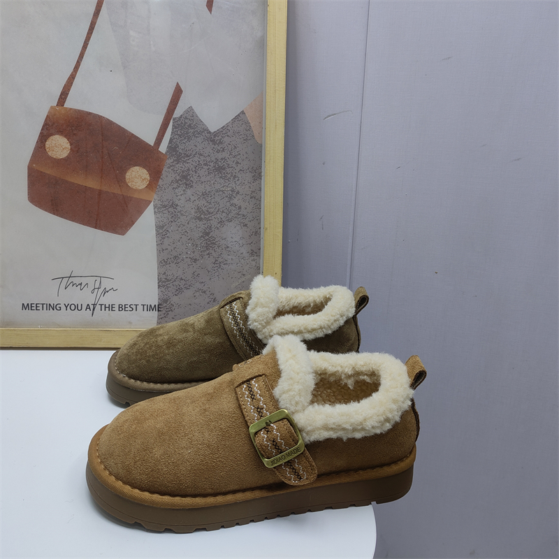 女生勃肯鞋防滑一脚蹬懒人女棉鞋