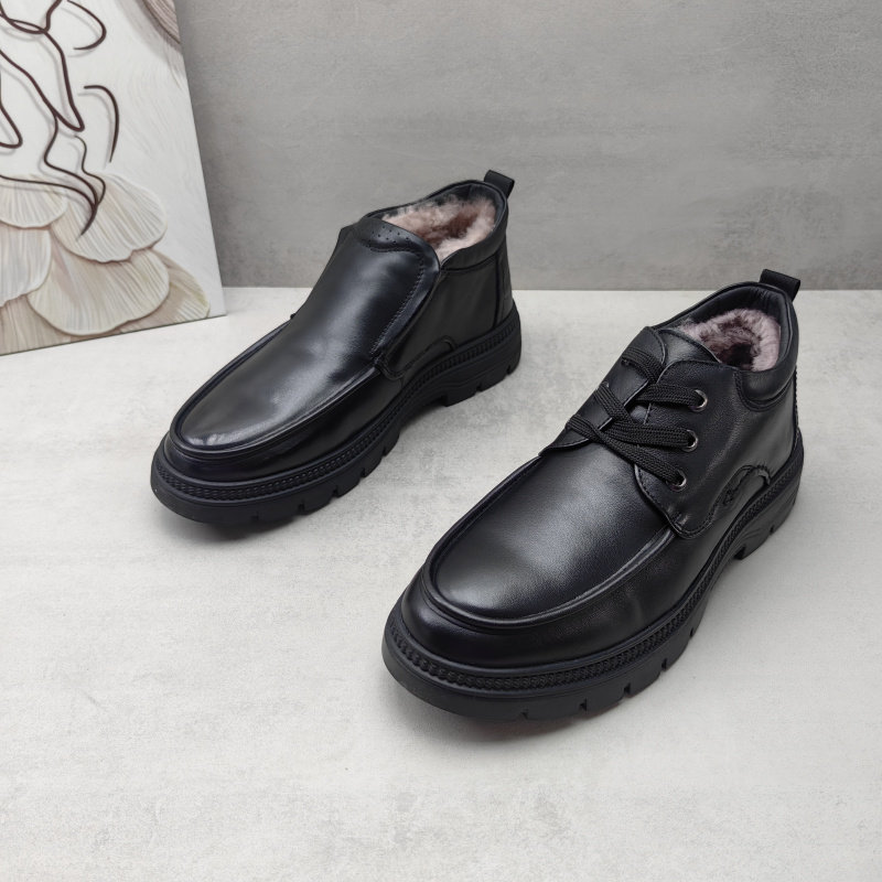 2024冬款真皮男鞋爸爸鞋防滑休闲商务高帮加绒棉鞋系带牛皮男皮鞋,流行男鞋,高帮鞋,淘宝优惠券,粉丝福利购,淘宝优惠卷