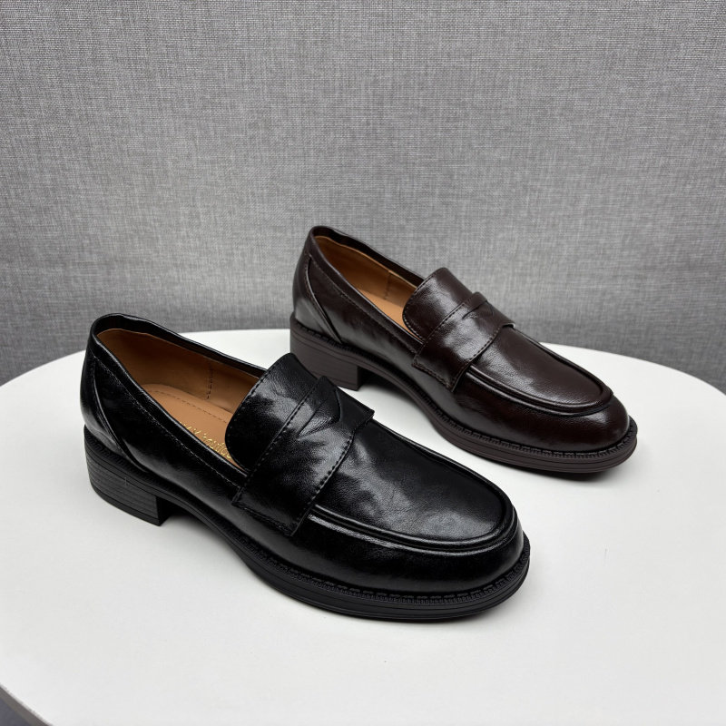 2025春季真皮女鞋百搭低跟方跟圆头乐福鞋软底时尚牛皮女鞋单鞋,女鞋,乐福鞋（豆豆鞋）,淘宝优惠券,粉丝福利购,淘宝优惠卷