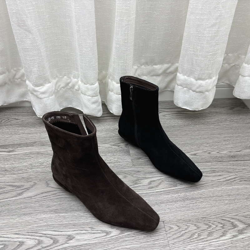 真皮牛皮女短靴加绒保暖