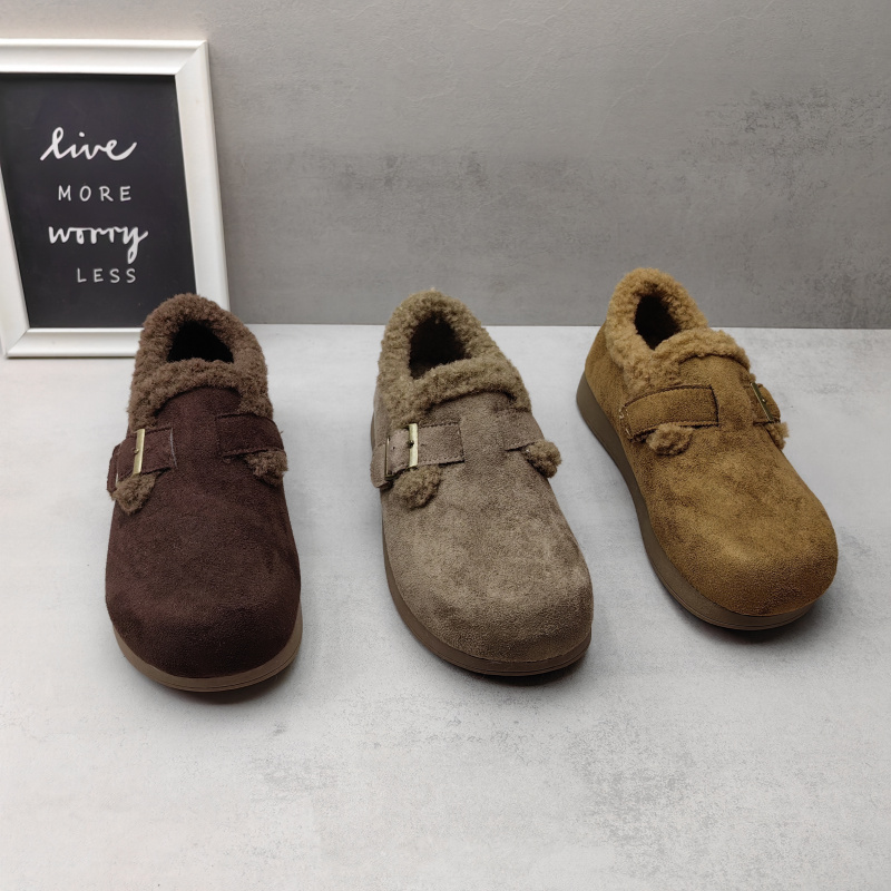 女生勃肯鞋防滑一脚蹬懒人女棉鞋