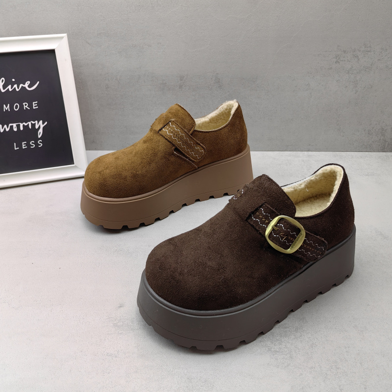 冬季加绒保暖厚底增高女勃肯鞋