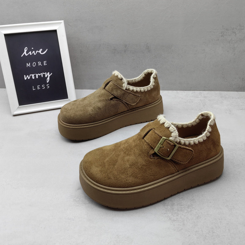 2026春秋款绒面厚底增高舒适勃肯鞋魔术贴乐福鞋百搭休闲女单鞋,女鞋,勃肯鞋/软木鞋,淘宝优惠券,粉丝福利购,淘宝优惠卷