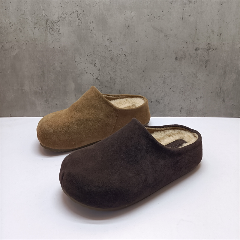 防滑加绒保暖棉鞋女勃肯包头半拖