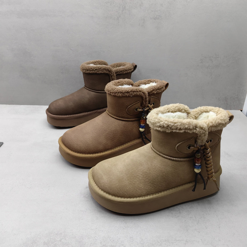 2025冬季平底防滑雪地靴女加绒保暖毛绒短靴棉鞋,女鞋,时尚雪地靴,淘宝优惠券,粉丝福利购,淘宝优惠卷