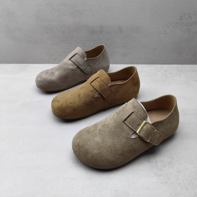 2026春款复古风绒面勃肯鞋女圆头皮带扣平底单鞋休闲懒人鞋,女鞋,勃肯鞋/软木鞋,淘宝优惠券,粉丝福利购,淘宝优惠卷