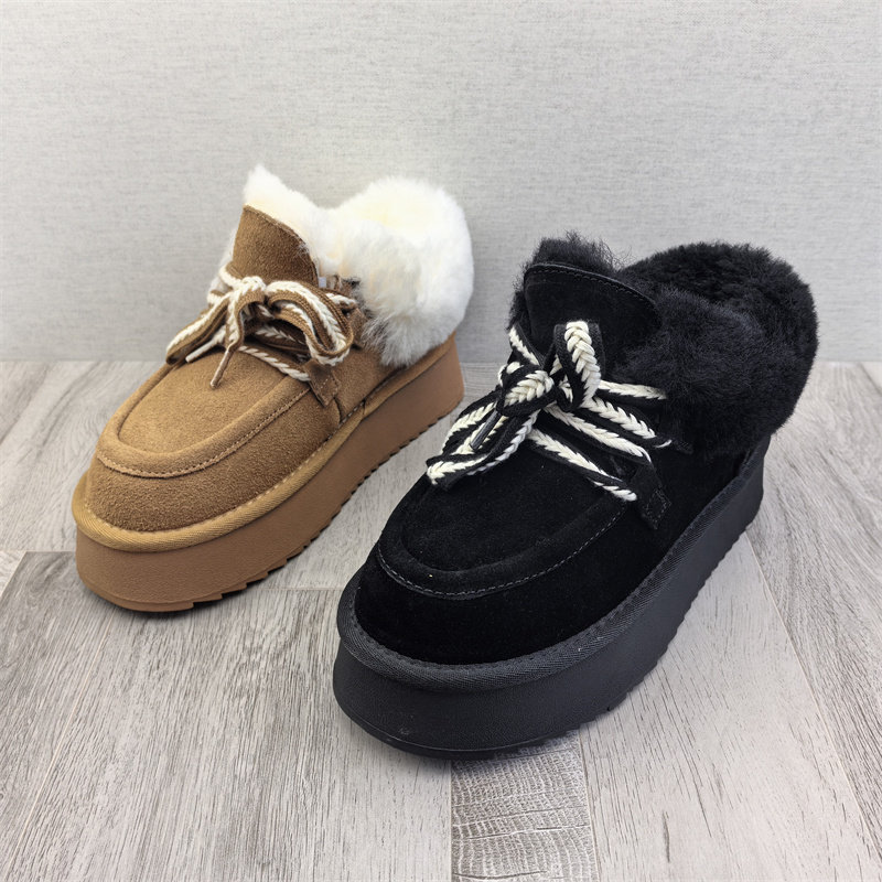 实拍2025冬季款真皮翻毛牛皮羊毛加绒保暖女短靴厚底雪地靴棉靴,女鞋,时尚雪地靴,淘宝优惠券,粉丝福利购,淘宝优惠卷