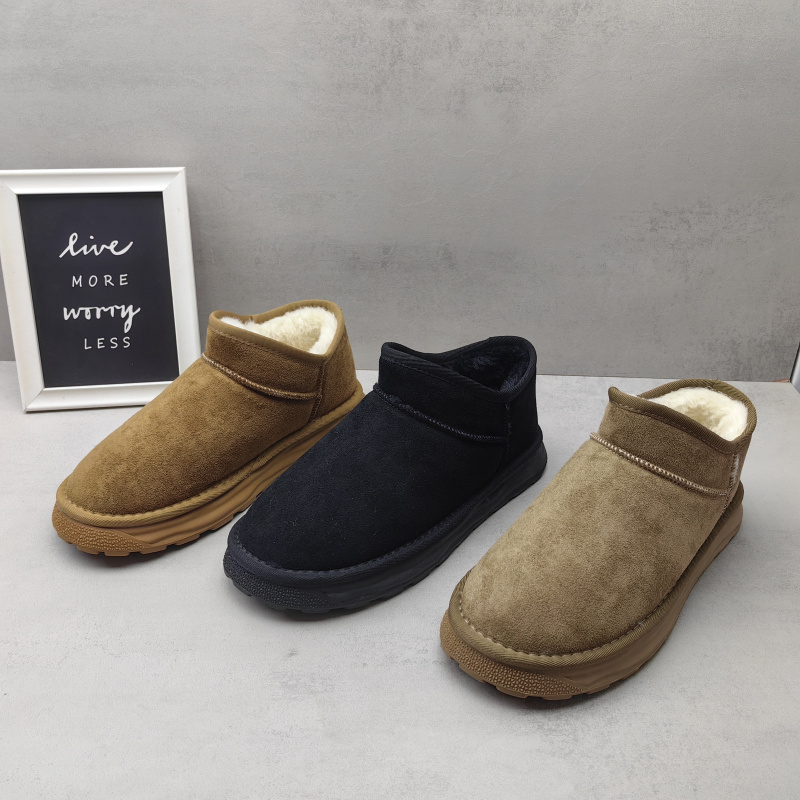 2025冬款绒面雪地靴男士加绒保暖