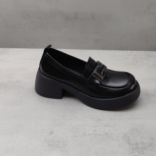 低粗跟乐福鞋 清仓特价 复古一脚蹬小皮鞋 英伦牛漆皮单鞋 2025秋款