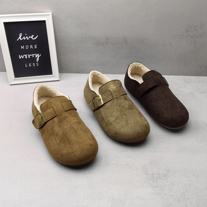 2025秋冬季新款森系绒面圆头勃肯