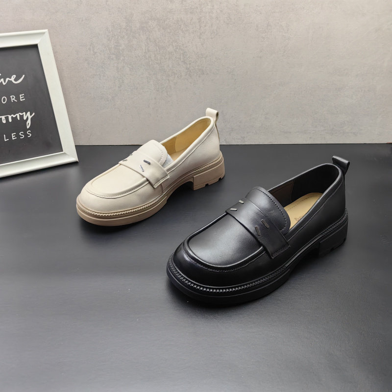 清仓2025春季真皮女鞋休闲韩版低跟方跟圆头乐福鞋皮鞋牛皮女单鞋,女鞋,乐福鞋（豆豆鞋）,淘宝优惠券,粉丝福利购,淘宝优惠卷