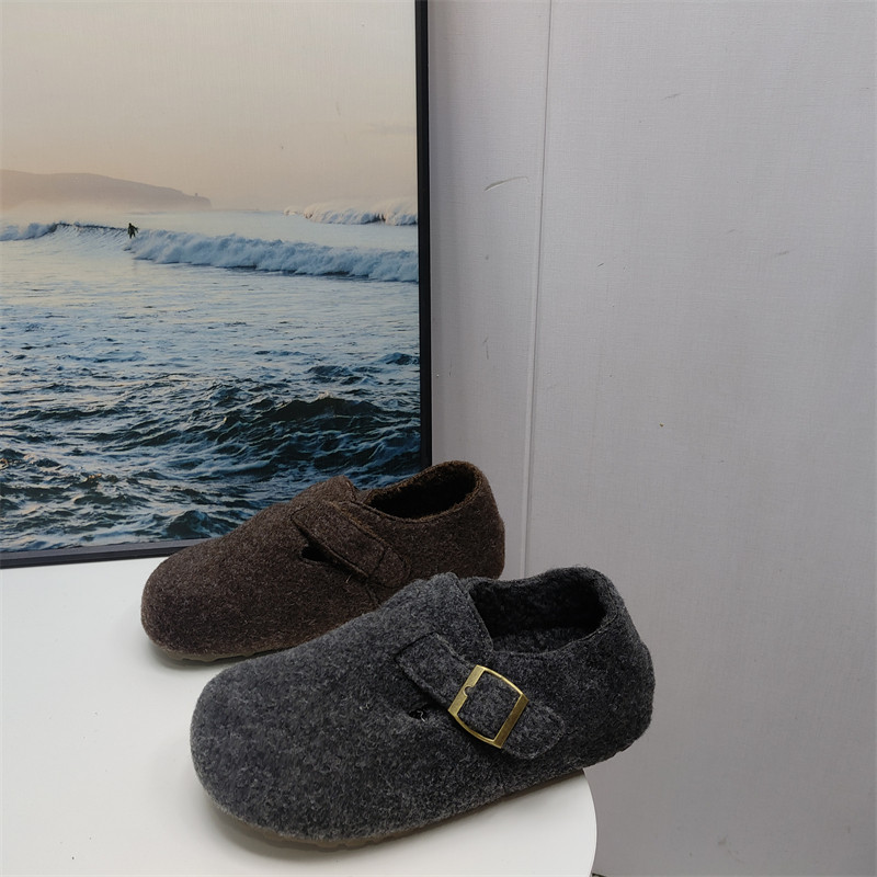 实拍2025秋冬款毛毡绒平底休闲舒适加绒保暖学生豆豆鞋女勃肯鞋,女鞋,棉鞋,淘宝优惠券,粉丝福利购,淘宝优惠卷