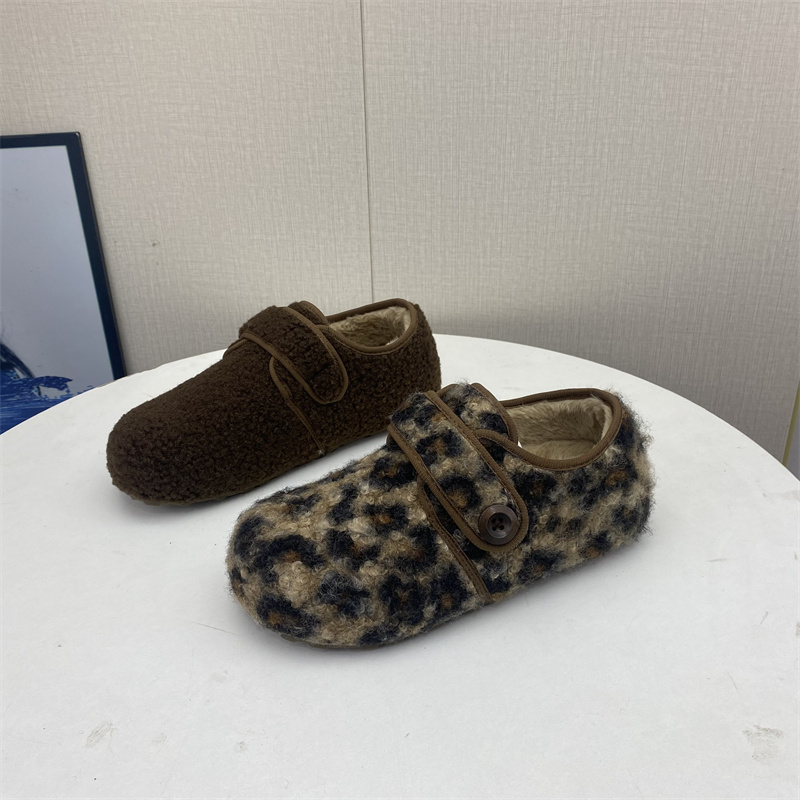 冬季加绒保暖勃肯懒人毛毛鞋女