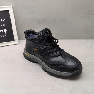 2025冬款真皮高帮羊毛里加绒保暖男士休闲商务防滑男皮鞋爸爸鞋