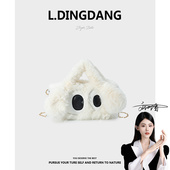 刘叮当甄选 秋冬毛绒包包大眼仔卡通单肩可爱斜挎链条包