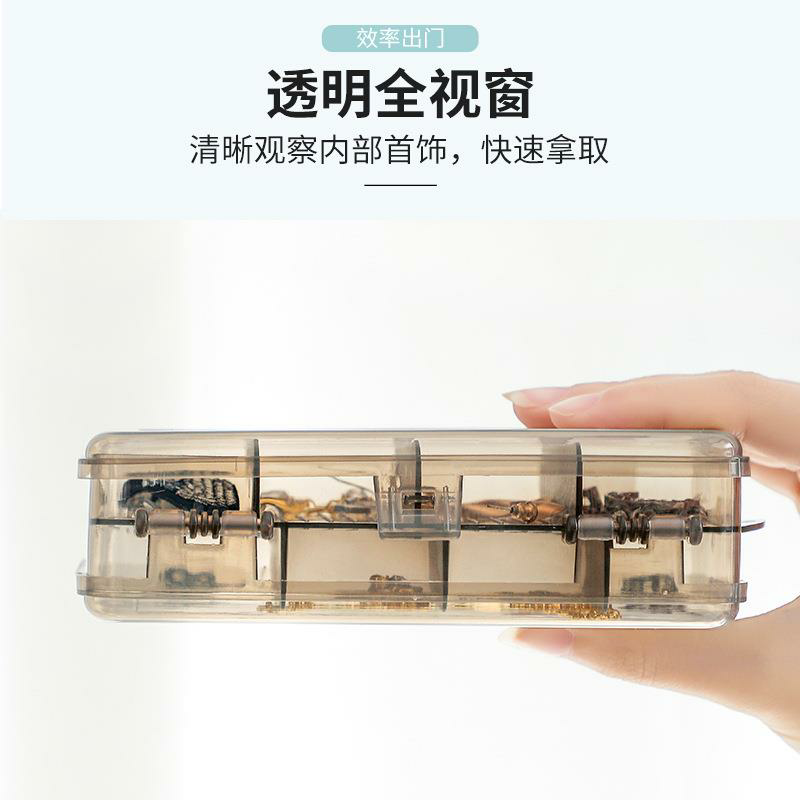 双层分格便携式首饰盒塑料透明耳