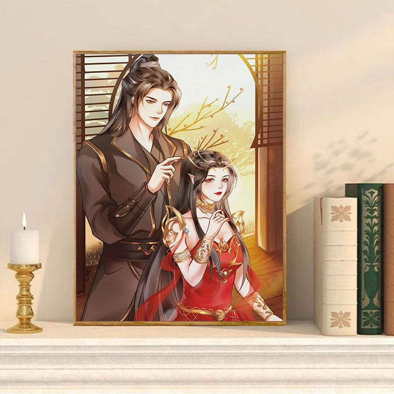 斗破苍穹diy数字油画手绘画画填充色油彩画萧炎美杜莎丙烯装饰画