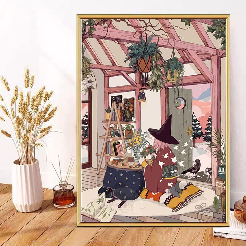 白羊座女孩数字油画手绘画画diy填色油彩画手工填充丙烯装饰挂画