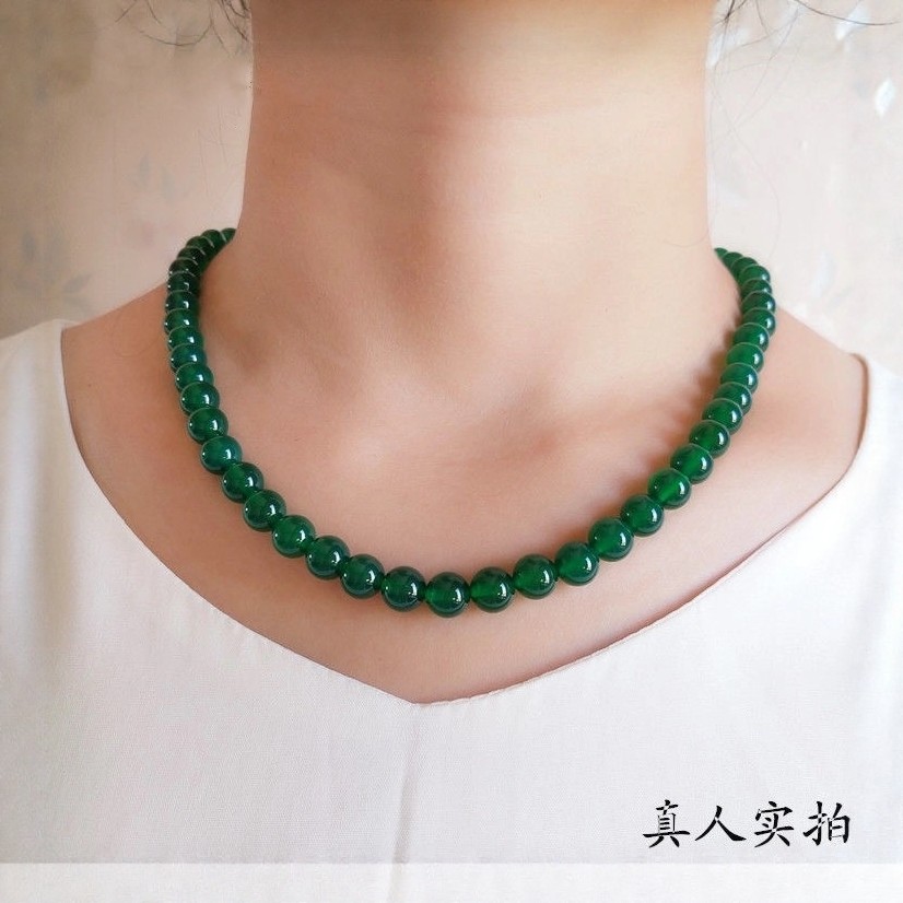天然绿玉髓玛瑙菠菜绿项链女款锁骨链颈链毛衣链,珠宝/钻石/翡翠,颈饰,淘宝优惠券,粉丝福利购,淘宝优惠卷