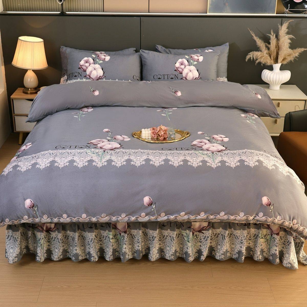 加绒四件套裙款保暖水晶牛奶珊瑚水晶绒被套冬季床单加绒床上用品,床上用品,床品套件/四件套/多件套,淘宝优惠券,粉丝福利购,淘宝优惠卷