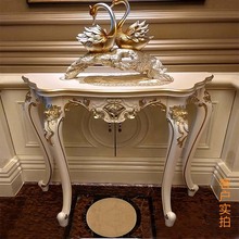 欧式 靠墙置物架 饰美式 玄关柜轻奢风客厅走廊桌子半圆端景台隔断装