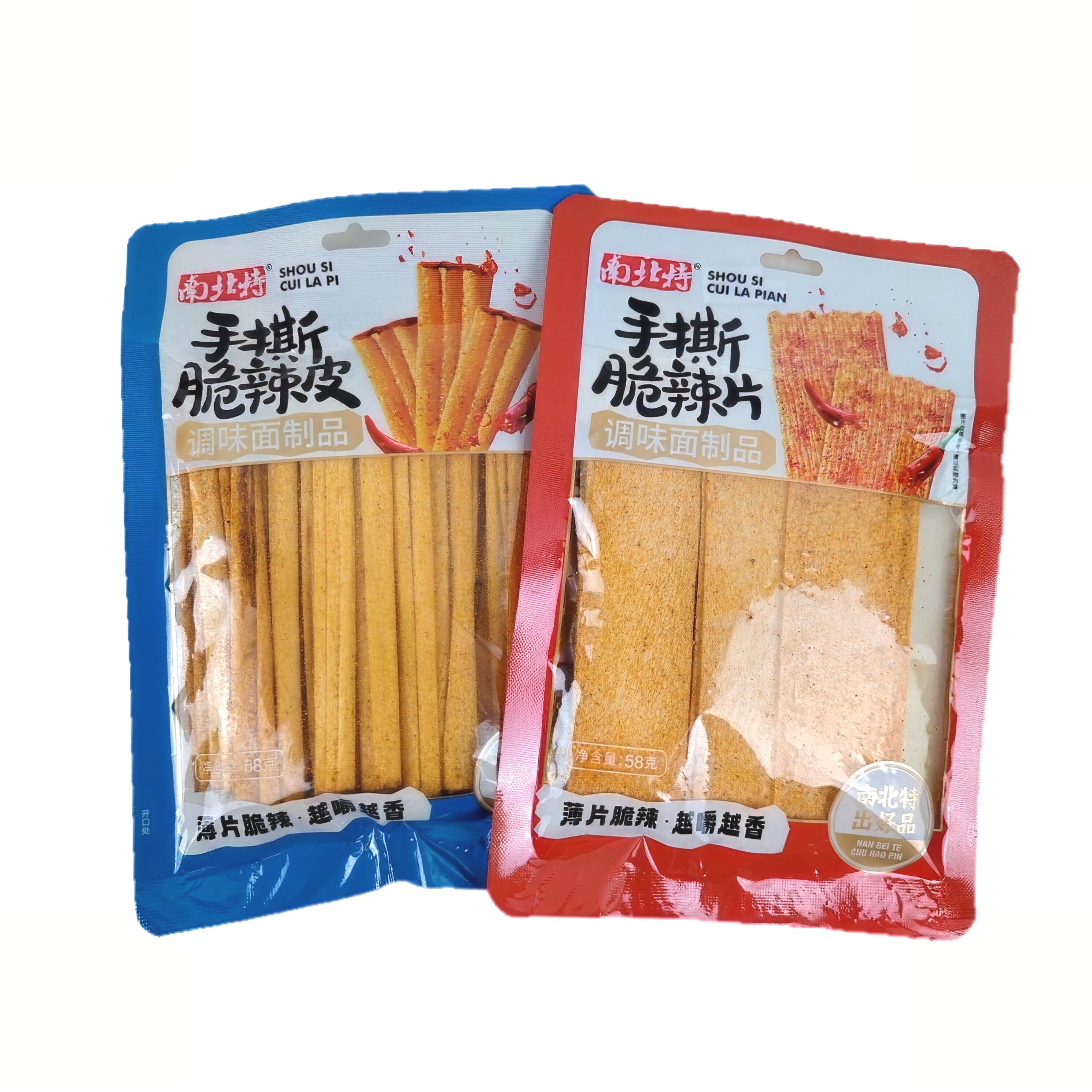 南北特手撕脆辣皮辣片58g*4包鲜麦脆大片面筋解馋辣条休闲小零食