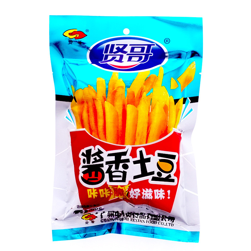 满5袋包邮 贤哥酱香土豆办公室膨化散装休闲食品小吃香辣薯条零食