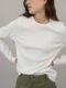 正肩打底衫 螺纹弹力圆领长袖 T恤女白色内搭修身 小众体恤上衣棉冬