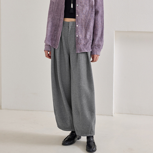 显瘦九分灯笼裤 灰色休闲运动裤 女 宽松纯色束脚阔腿裤 2025秋冬新款