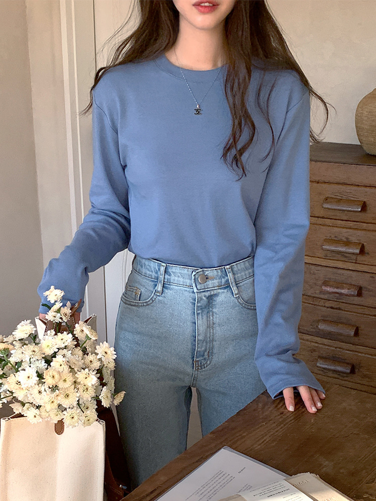 高级质感长袖T恤长绒棉宽松上衣