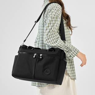 时尚洋气休闲托特包高颜值大容量多层单肩斜挎包防泼水尼龙布包女
