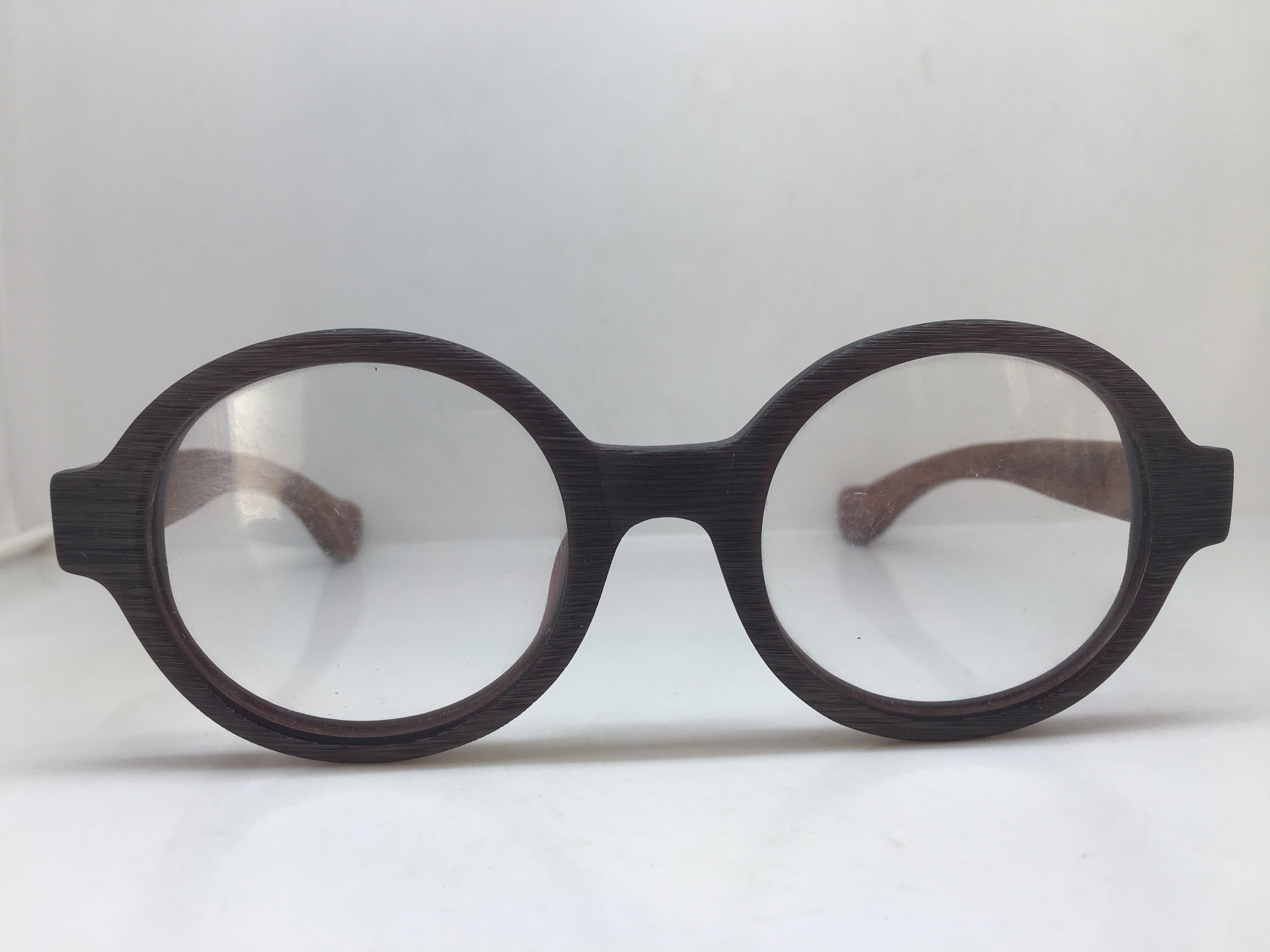 男女通用 仿木框架眼镜圆形 简约复古 实木镜腿