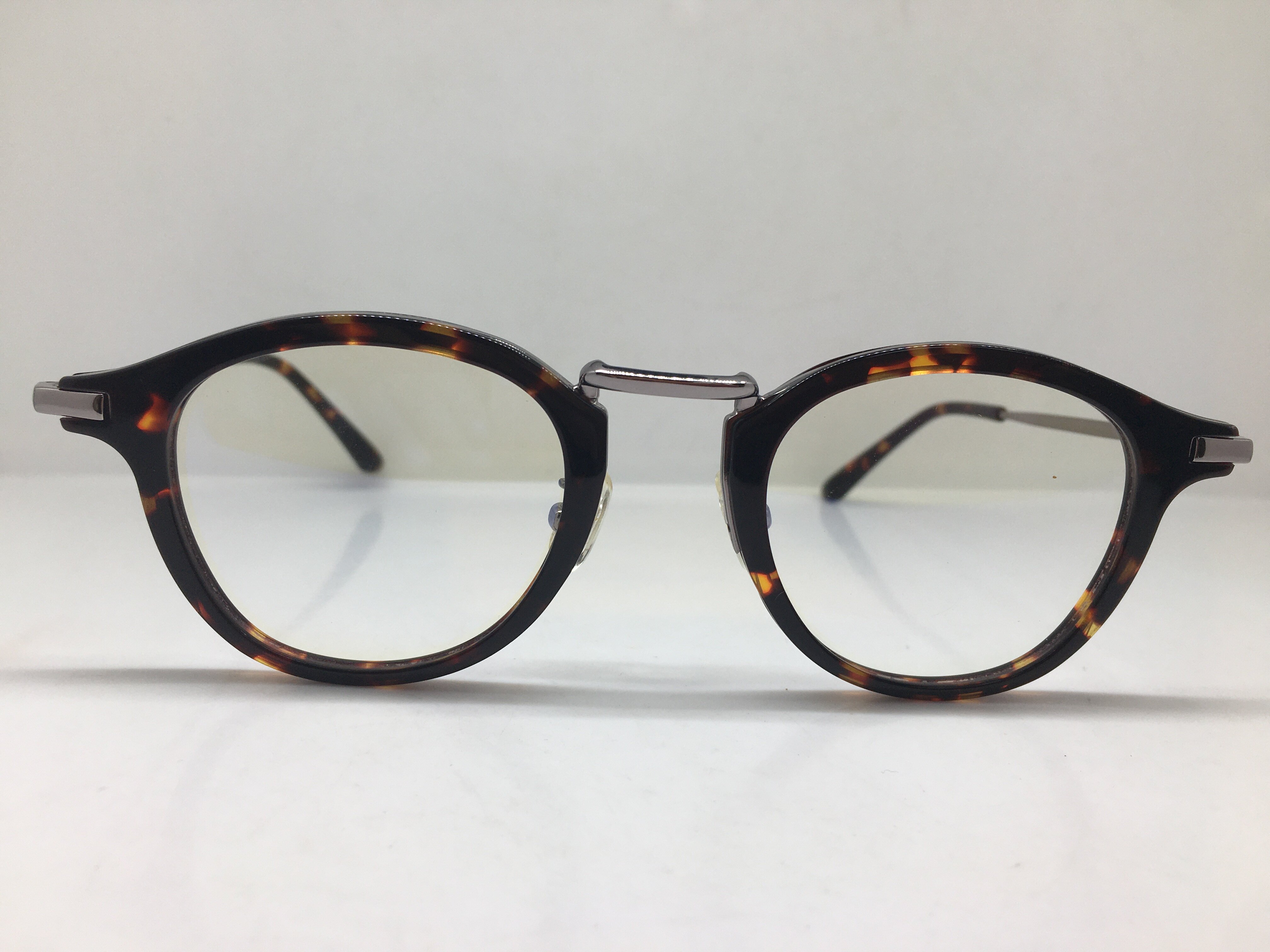 复古玳瑁色板材银色金属眼镜男女通用平面镜防蓝光