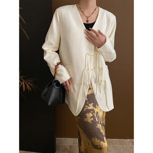 外套2025秋冬新款 司南 国风流苏盘扣V领西装 设计 SN5361 新中式