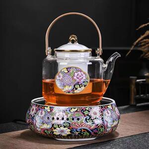 国风陶瓷珐琅彩电陶炉泡煮茶器套装玻璃壶耐高温小型家用自动断电