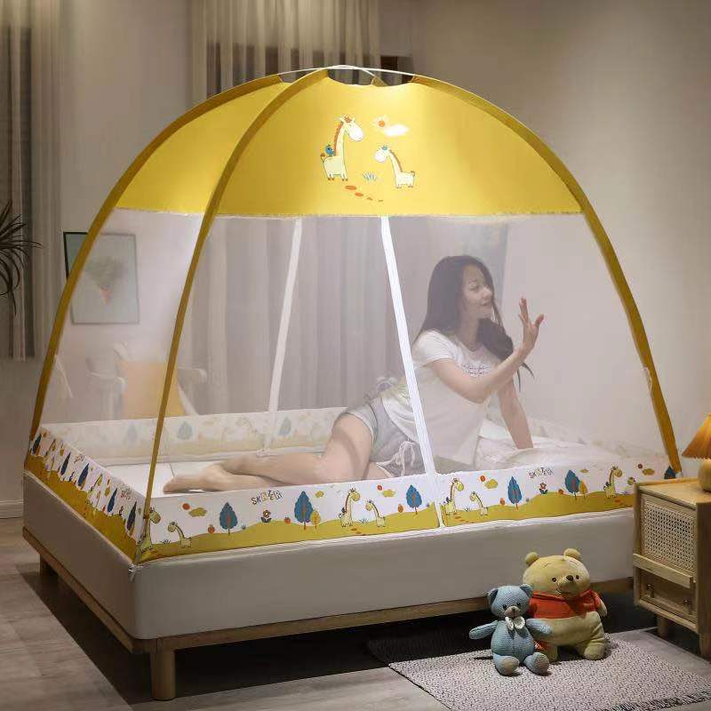 送风扇蒙古包式家用蚊帐防尘顶遮尘布可挂带风扇免安装纹帐可折i.