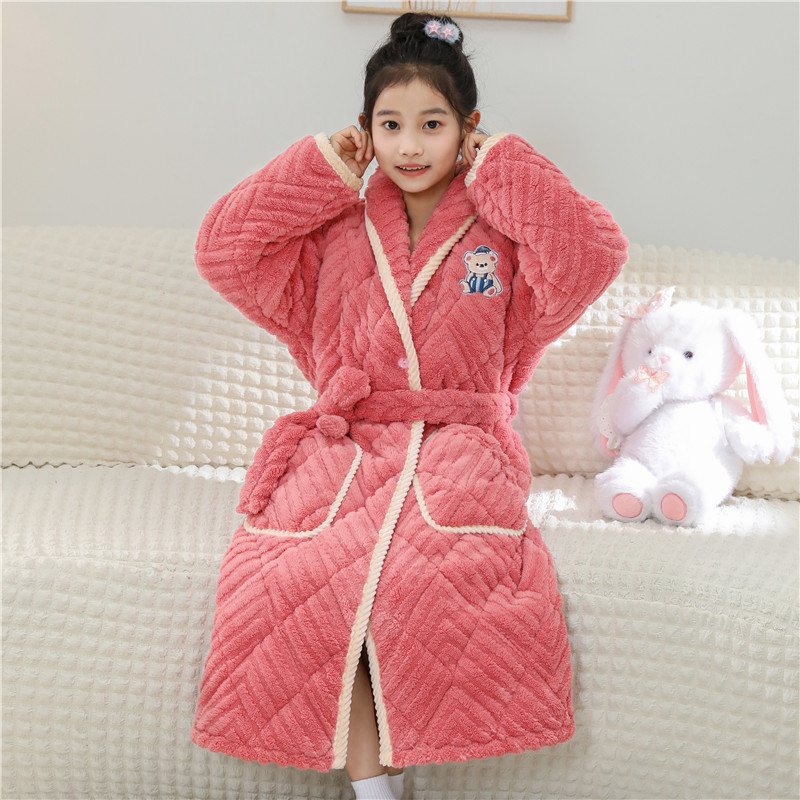 儿童夹棉睡袍冬新款洋气女童