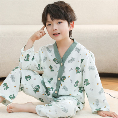 儿童睡衣女童2025新款春夏云朵棉家居服套装宝宝男孩夏天空调服