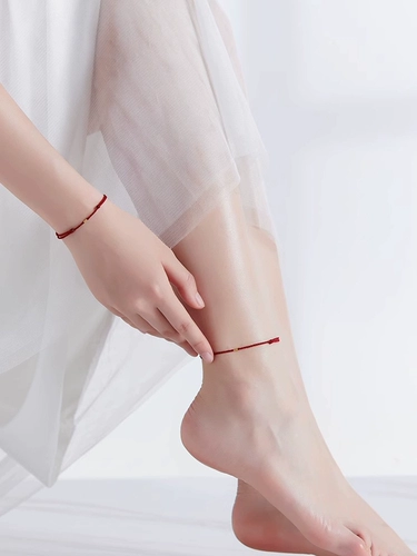 Плетеный браслет из красной нити, красный оберег на день рождения, золотой браслет на ногу, браслет с одной бусиной подходит для мужчин и женщин