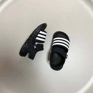 儿童休闲凉鞋 Adidas HP5832 轻便防滑耐磨 黑白 阿迪达斯 Duramo