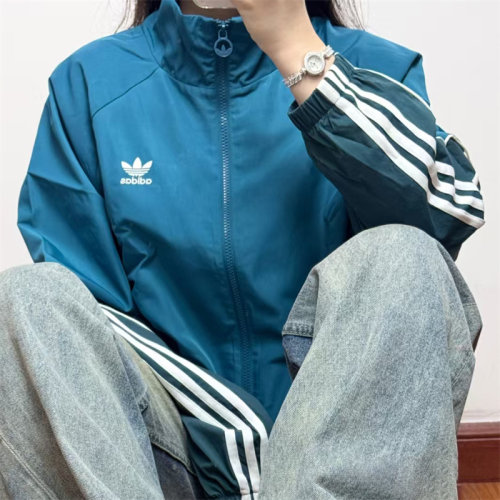 Adidas/阿迪达斯 三叶草 3-Stripes 拉链翻领教练夹克外套 JE3492