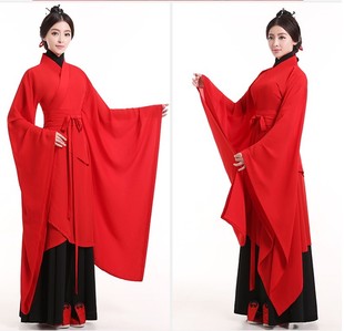 汉服女红色成人礼汉服曲裾襦裙礼仪之邦同款古装舞蹈服广袖演出服