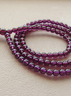 巴西天然玫瑰红石榴石手链 紫牙乌108颗 多圈多层佛珠 正品水晶