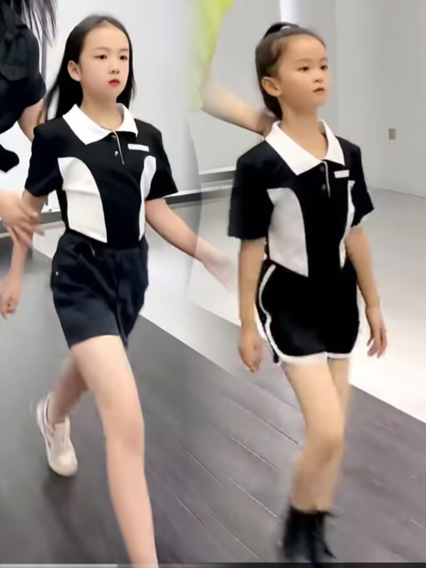 少儿模特训练服装女童礼仪形体儿童童模练功服露肚脐套装t台走秀