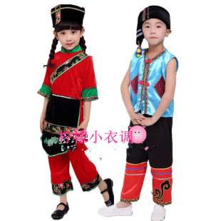 新款儿童民族服装土族舞蹈服土族表演服装幼儿园民族舞台演出服